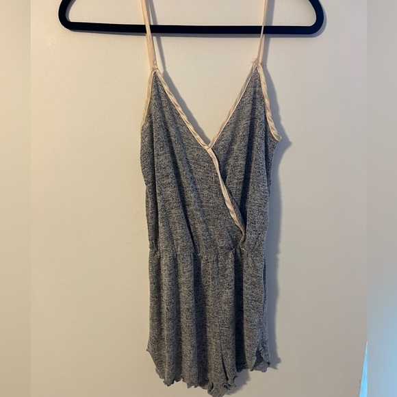 Out From Under x Urban Outfitters Grey Surplice Mini Romper Medium - Picture 6 of 10